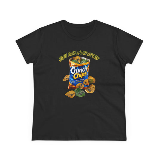 Crunch Chips Tee — Retro Snack Graphic Women's T-Shirt