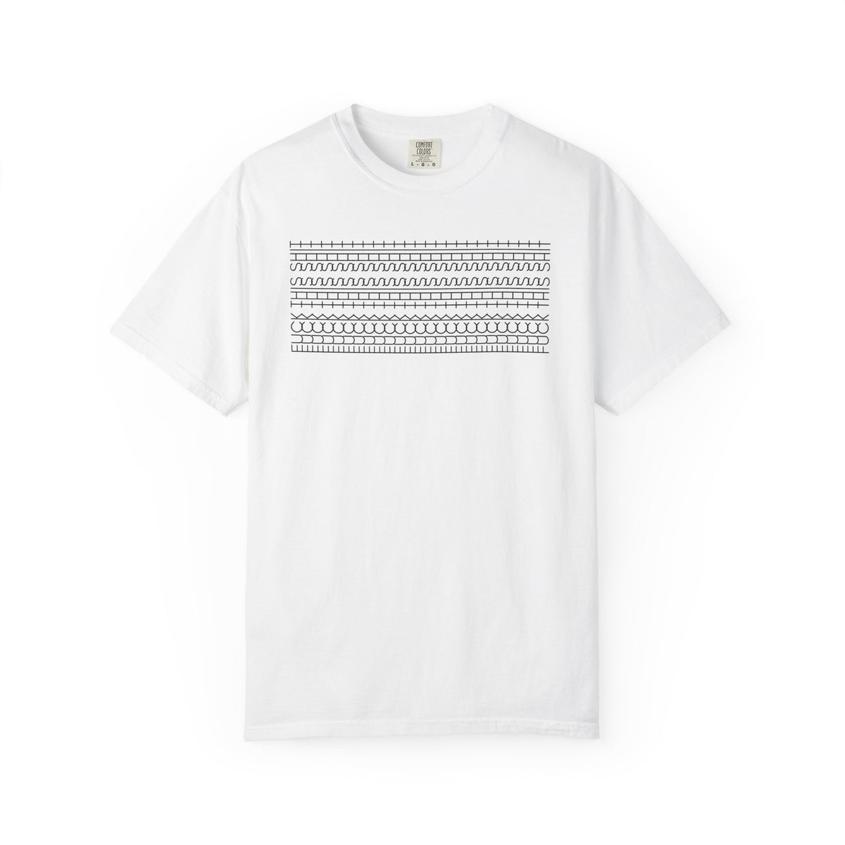 white tee with a fuck this shit patern on it