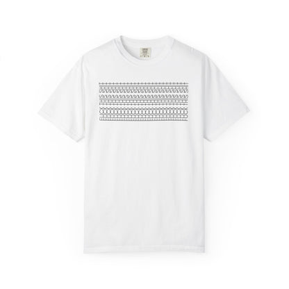 white tee with a fuck this shit patern on it